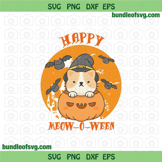 Cat Happy Halloween svg Witch Cat Pumpkin svg Funny Pumkin Cat svg Halloween cat svg png dxf eps file silhouette cameo cricut - BundleofSVG