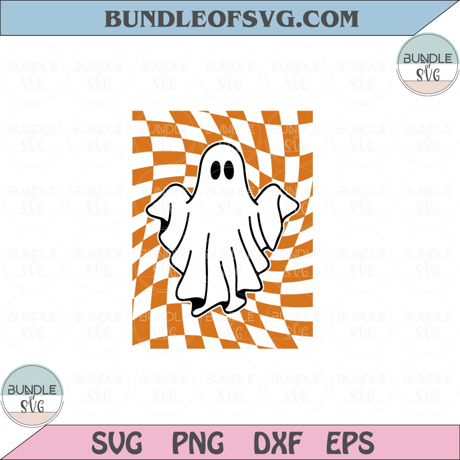 Checked Ghost Checkered Ghost Svg Retro Halloween Checkered Spooky season Svg