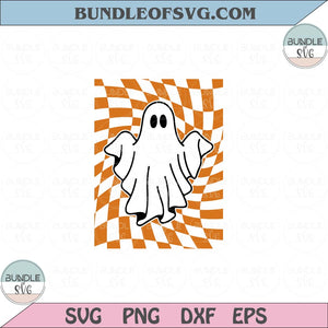 Checkered Ghost Svg Retro Halloween Checkered Spooky season Svg Png Dxf Eps files Cameo Cricut