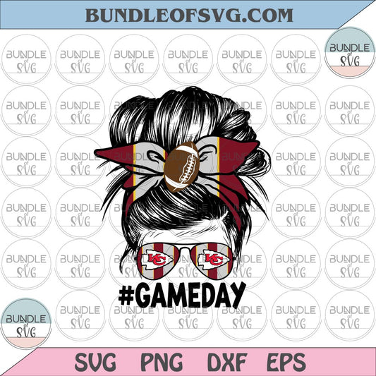 Chiefs Messy Mom svg Bun Chiefs Mom svg Messy Bun Game Day svg png dxf eps files cricut - BundleofSVG