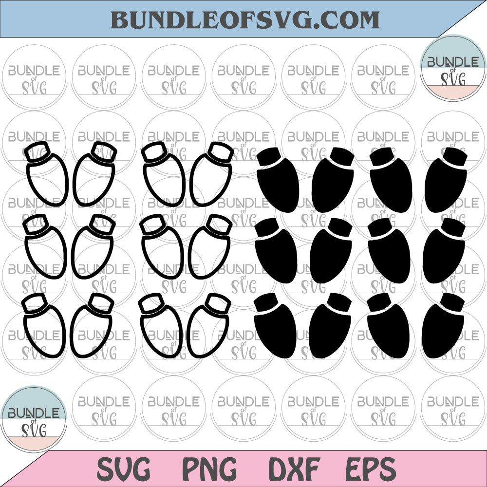 Christmas Light Bulb svg Lights Template Tutorial Decor svg Ornament Christmas Bulbs Outlines svg png dxf eps files - BundleofSVG