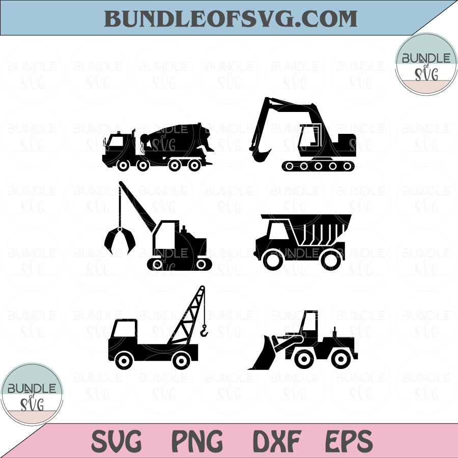 Construction Trucks Svg Birthday Boy Truck Svg Construction Vehicles Svg Png Dxf Eps files Cameo Cricut
