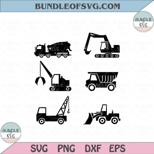 Construction Trucks Svg Birthday Boy Truck Svg Construction Vehicles Svg Png Dxf Eps files Cameo Cricut