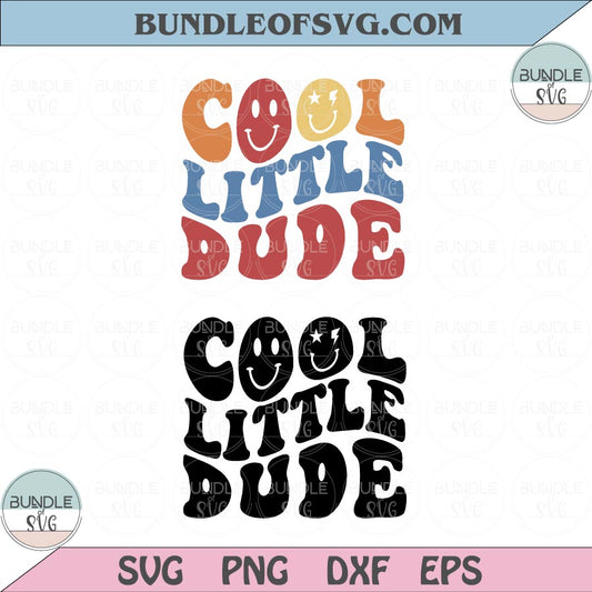 Cool Little Dude Svg Smiley Face Wavy Letters Cool Dude Svg Png Dxf Eps files Cameo Cricut - BundleofSVG