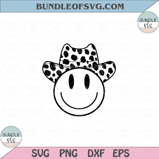 Cowboy Happy Face Svg Cowgirl Happy Face Cowboy Hat Svg Png Dxf Eps files Cameo Cricut - BundleofSVG
