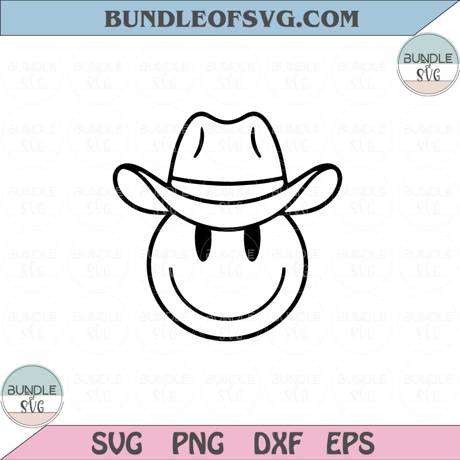 Cowboy Happy Face Svg Western Smiley Cowboy Hat Svg Cowgirl Svg