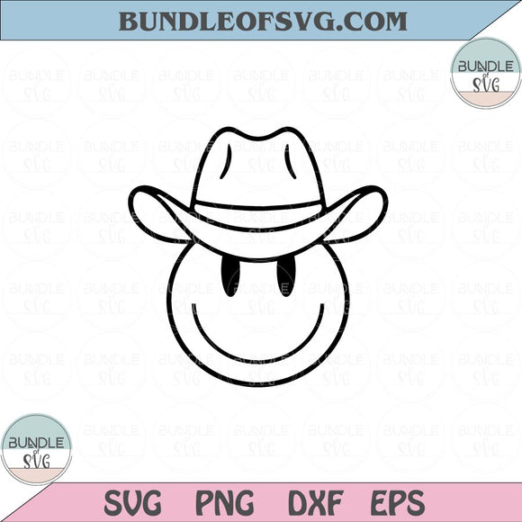 Cowboy Happy Face Svg Western Smiley Cowboy Hat Svg Cowgirl Svg Png Dxf Eps files Cameo Cricut