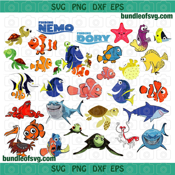 Bundle Finding Dory SVG Finding Nemo Clipart birthday Invitation Party svg eps png dxf cut files cricut