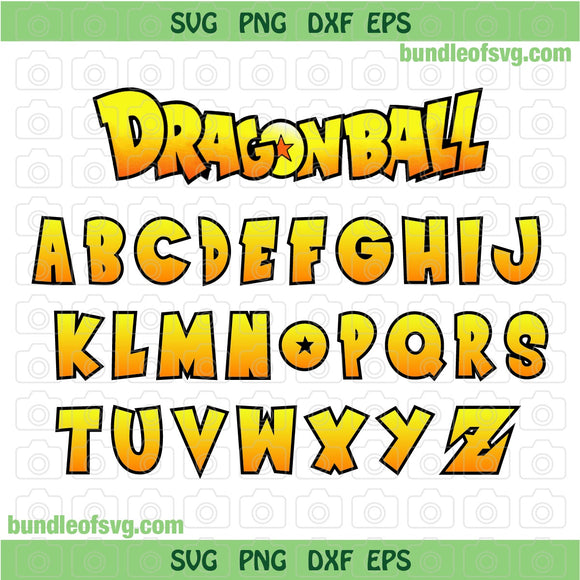 DragonBall Alphabet SVG Dragon Ball Z Font Alphabet Letters Numbers Birthday svg png dxf eps cutting files cricut