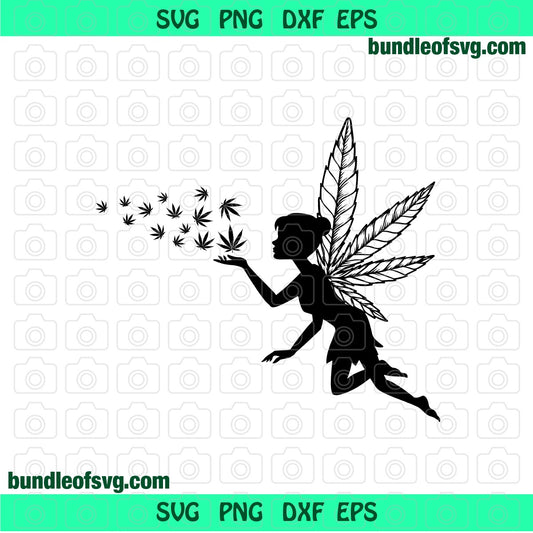 Fairy Cannabis SVG Fairy Marijuana svg Fairy Weed Leaf svg Weed svg png jpg eps cutting files silhouette cricut