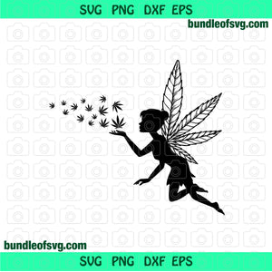 Fairy Cannabis SVG Fairy Marijuana svg Fairy Weed Leaf svg Weed svg png jpg eps cutting files silhouette cricut
