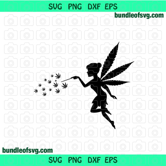 Fairy Cannabis SVG Fairy Marijuana svg Fairy Weed Leaf svg Weed silhouette svg png eps cut files cameo cricut - BundleofSVG
