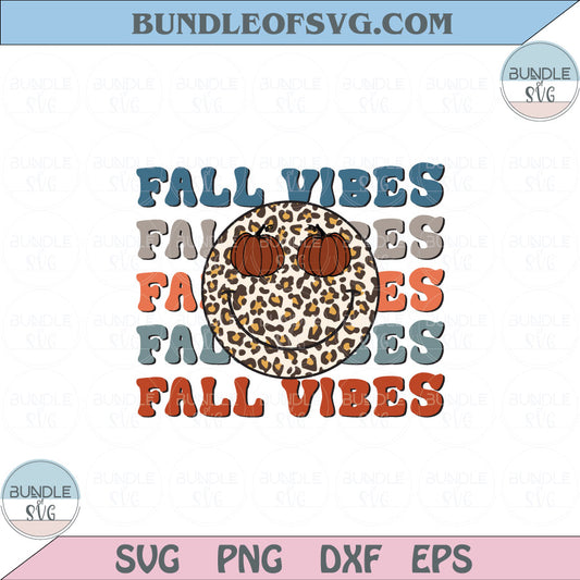 Fall Vibes PNG Sublimation Leopard Smiley Face Pumpkin Retro Fall Png Svg Eps files
