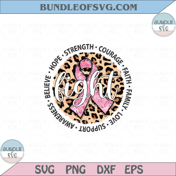 Fight Breast Cancer PNG Sublimation Leopard Pink ribbon Awareness Png Svg Eps files Cameo Cricut