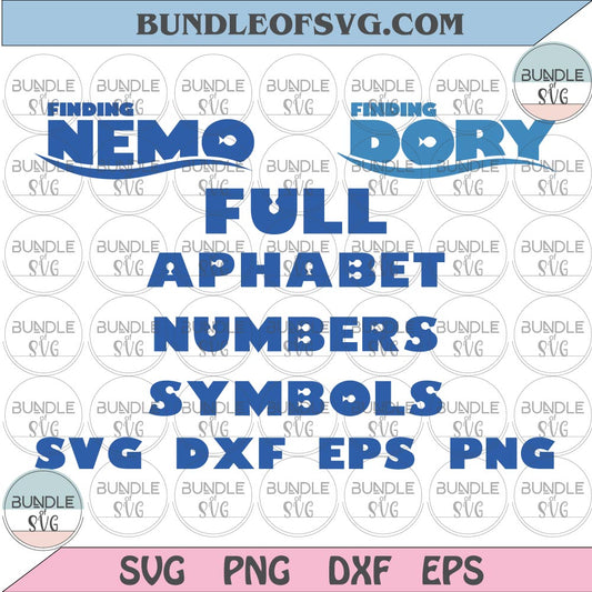 Finding Nemo Font SVG Finding Dory Font Alphabet SVG Letters Numbers birthday svg png dxf cut files Cricut - BundleofSVG
