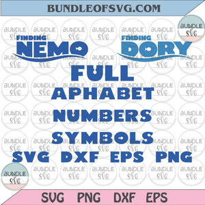 Finding Nemo Font SVG Finding Dory Font Alphabet SVG Letters Numbers birthday svg png dxf cut files Cricut