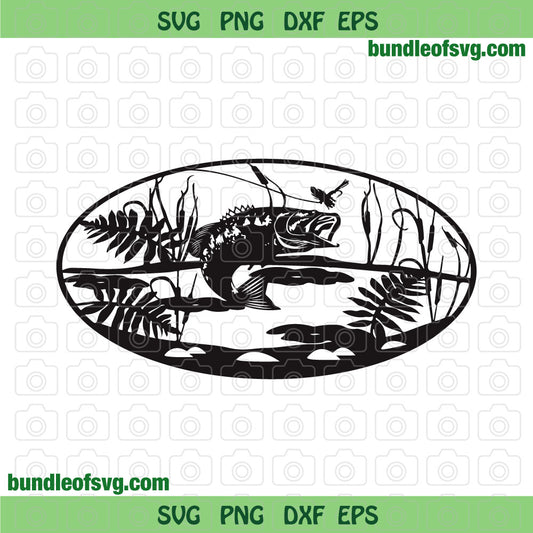 Fishing svg Fishing Silhouette Fishing Ornament svg Decoration Fish jumping svg png eps dxf cut files Cameo Cricut - BundleofSVG
