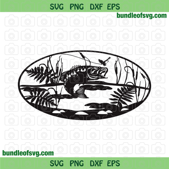 Fishing svg Fishing Silhouette Fishing Ornament svg Decoration Fish jumping svg png eps dxf cut files Cameo Cricut