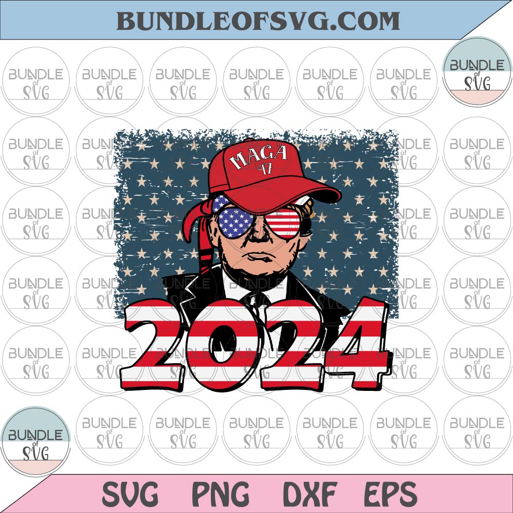 Flag Trump 2024 svg 2024 Flag Glasses Donald Trump svg png dxf eps files Cricut