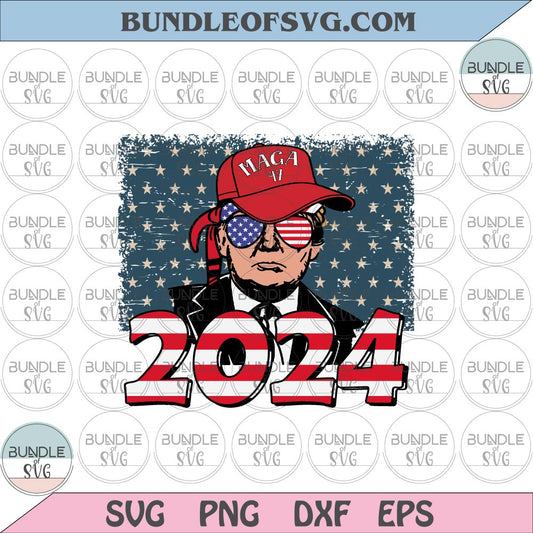 Flag Trump 2024 svg 2024 Flag Glasses Donald Trump svg png dxf eps files Cricut
