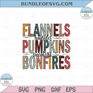 Flannels Hayrides Pumpkins Sweaters Bonfires Svg Fall Thanksgiving Png Sublimation Eps files Cameo Cricut