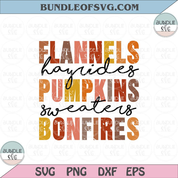 Flannels Hayrides Pumpkins Sweaters Bonfires Svg Grunge Fall svg Thanksgiving svg png eps dxf files
