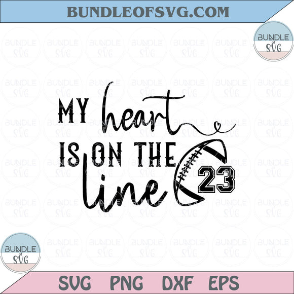 Football Svg My heart is on the line Svg Football Mom Svg Png Dxf Eps files Cameo