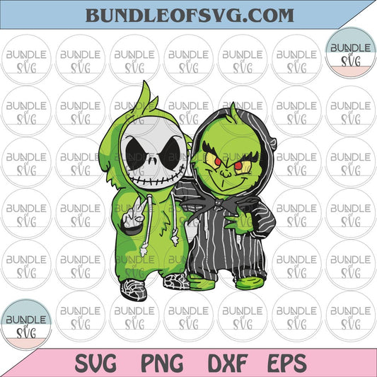 Funny Friends Baby Jack Skellington And Grinch svg Halloween svg png eps dxf files - BundleofSVG