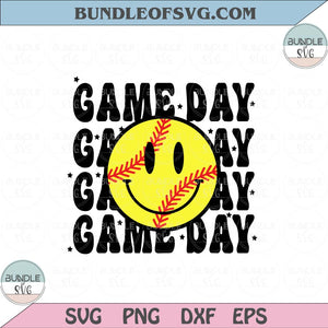 Game Day Baseball Svg Softball Game Day Png Baseball Smiley Sublimation Png Svg eps dxf files