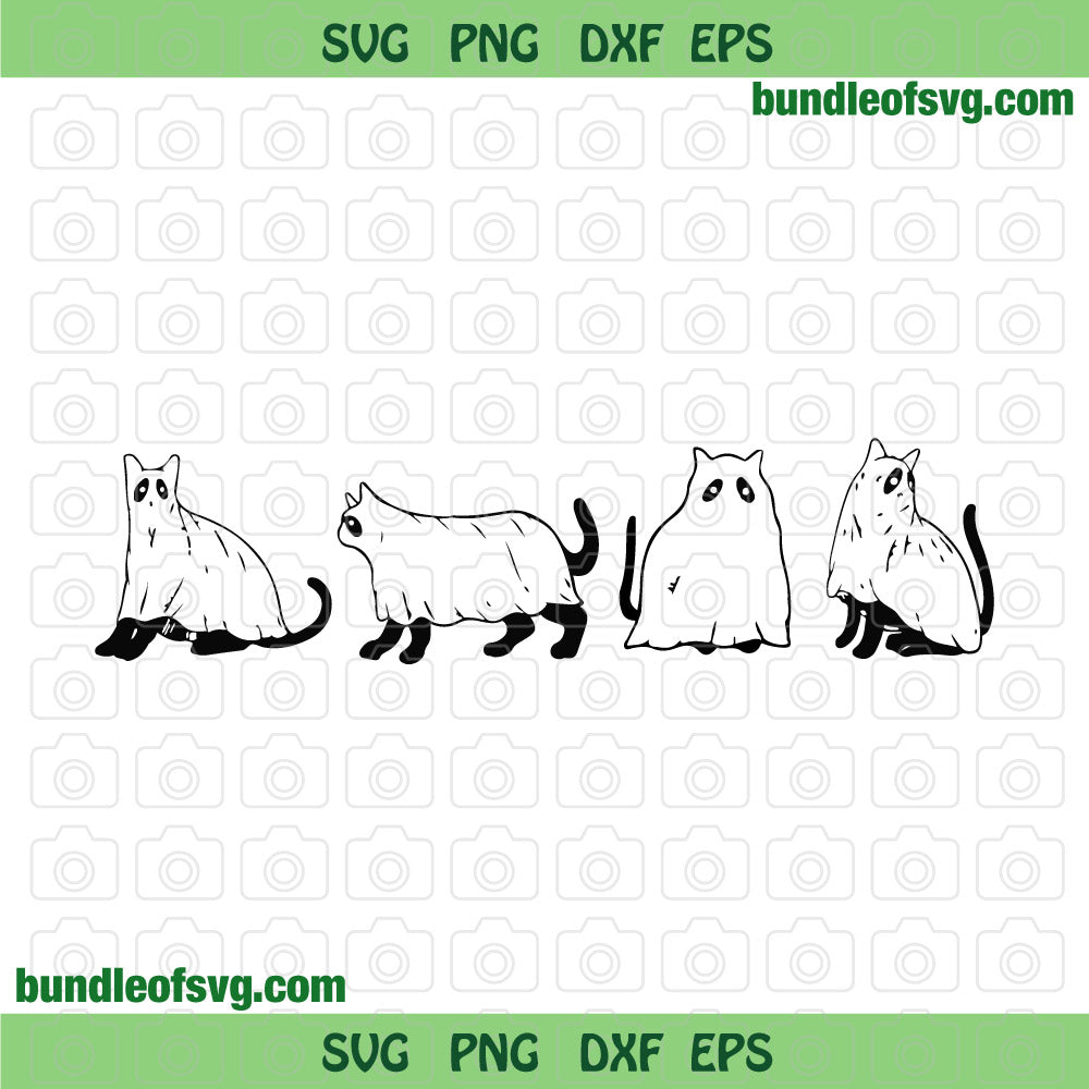 Ghost Cat Halloween Cat svg Black Cat Lover Spooky svg png eps dxf files cricut