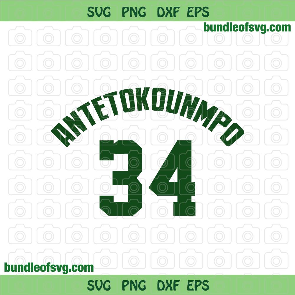 Giannis Antetokounmpo Svg Antetokounmpo 34 Svg Milwaukee Bucks svg eps png dxf cutting files cameo cricut
