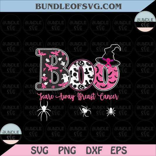 Halloween Boo Scare Away Breast Cancer svg Cancer Awareness svg png dxf eps files Cricut - BundleofSVG