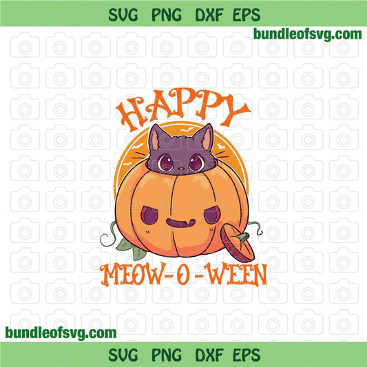 Happy Halloween Cat Pumpkin svg Funny Pumkin Cat svg Halloween cat svg png dxf eps file silhouette cameo cricut