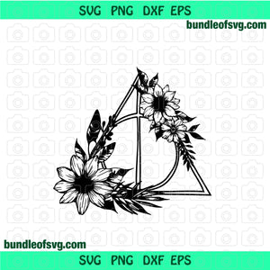 Harry Potter Floral Deathly Hallows svg Flowers Deathly Hallows Symbol svg png dxf eps cut files Cameo Cricut