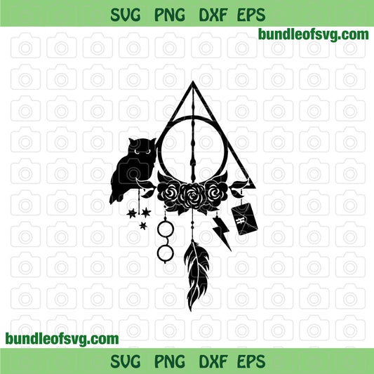 Harry Potter svg Dream Catcher Deathly Hallows svg Flower Floral Deathly Hallows svg png dxf eps files cricut