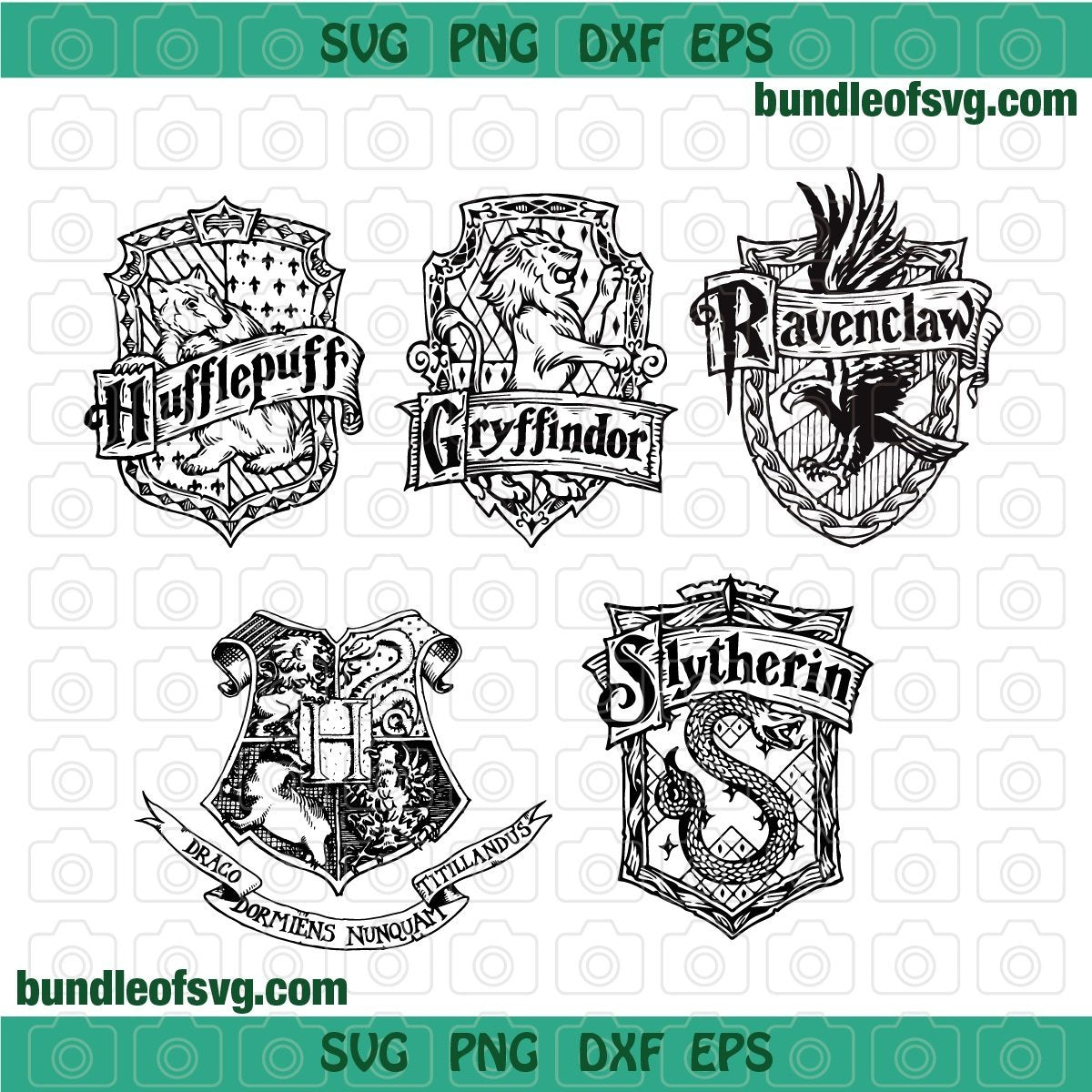 Harry Potter svg Hogwarts House Badge logo Gryffindor Hufflepuff Ravenclaw Slytherin Birthday Party svg png dxf file cricut - BundleofSVG