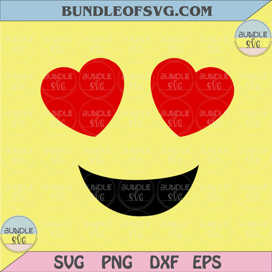 Heart Eyes Emoji svg Heart Eyes Face svg Heart Eyes Icon svg dxf eps png cut files cricut - BundleofSVG