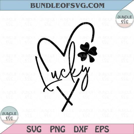 Heart Lucky Svg St patricks day svg Shamrock svg 4 Leaf clover svg Lucky Charm Svg png eps dxf files