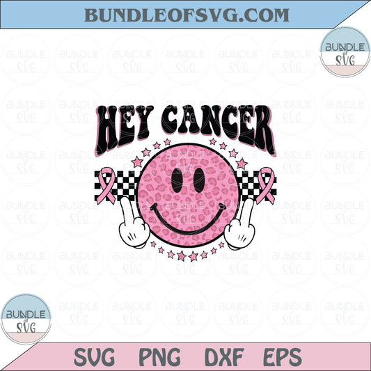 Hey Cancer Png Fuck Cancer Retro Leopard Smiley Face Png Sublimation Eps files - BundleofSVG