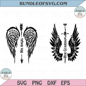 His Angel Her Guardian svg Couple Lover Love svg Wings Valentine svg png jpg dxf eps clipart cut files silhouette cameo cricut