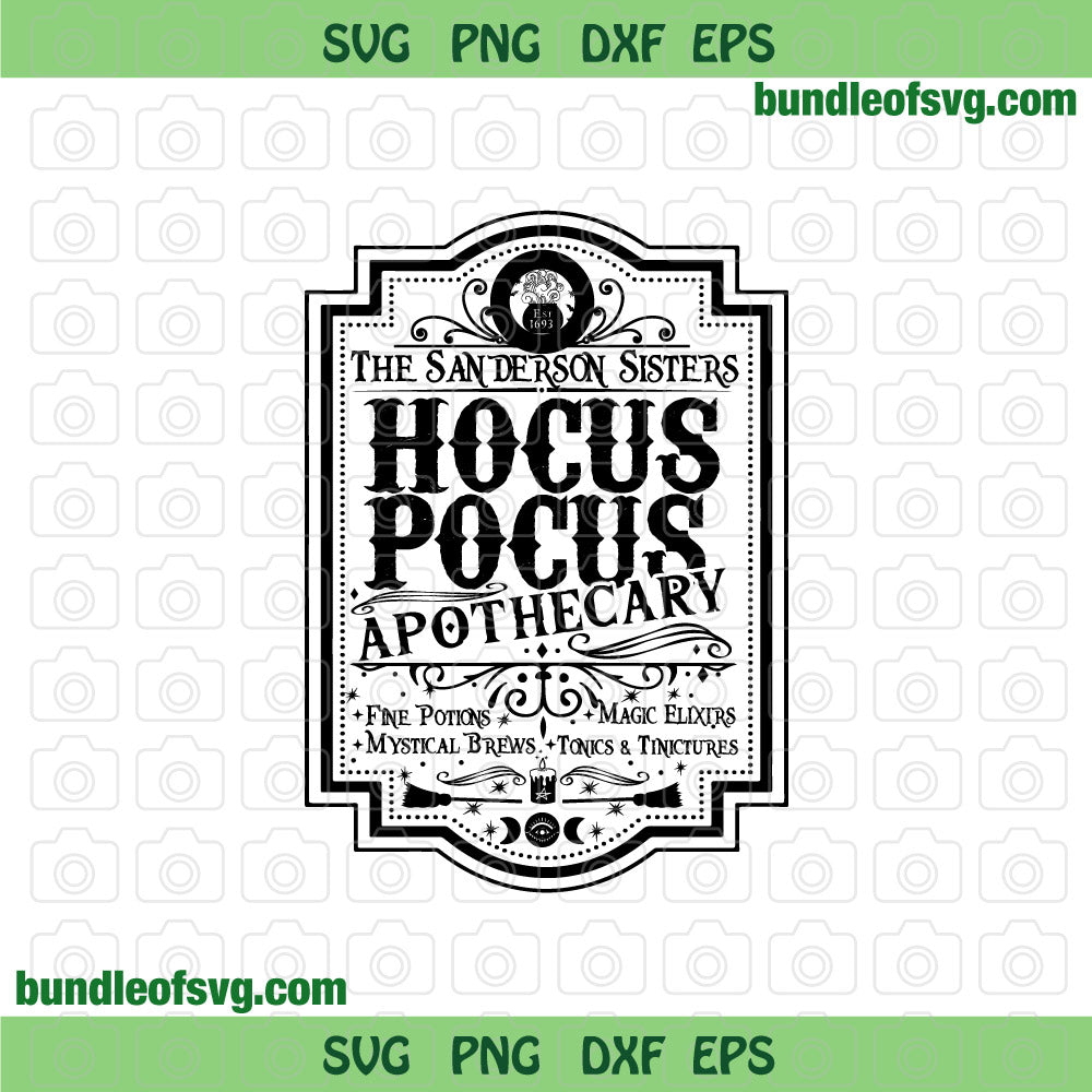 Hocus Pocus Apothecary The Sanderson Sisters Halloween Sublimation svg eps png dxf files Cricut - BundleofSVG