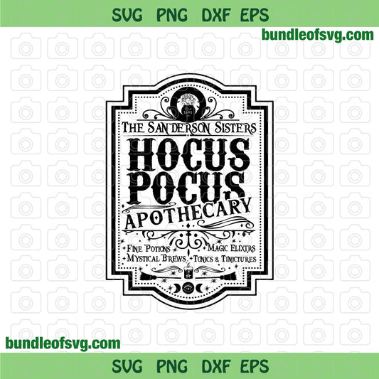 Hocus Pocus Apothecary The Sanderson Sisters Halloween Sublimation svg eps png dxf files Cricut - BundleofSVG