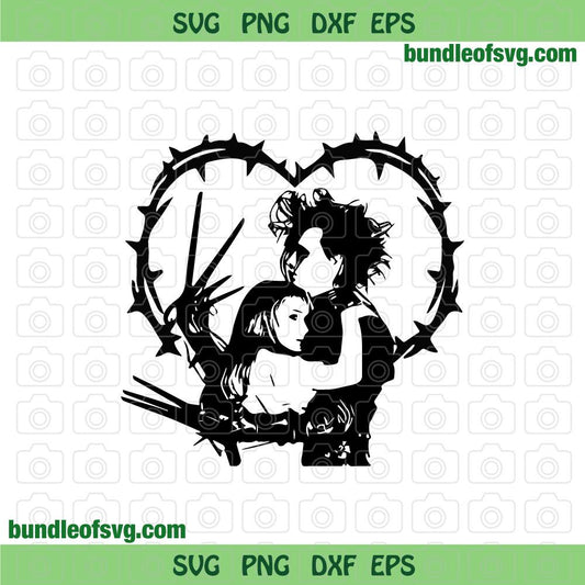 Horror Edward Scissorhands SVG Kim svg Heart Halloween svg png dxf eps files silhouette cameo cricut