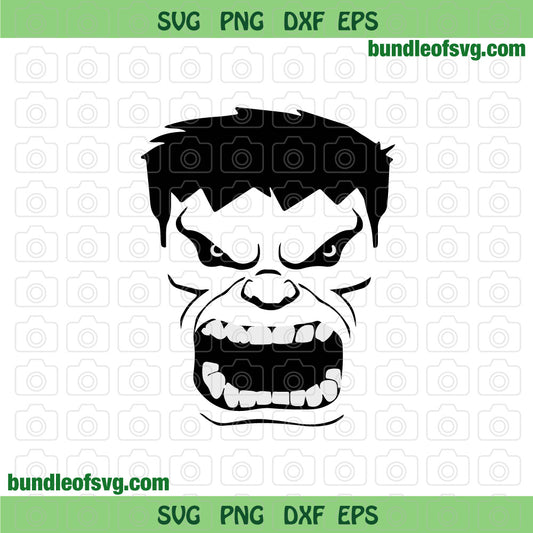 Hulk Face Svg Angry Hulk Svg Silhouette The Incredible Hulk Svg Birthday svg png dxf eps cut files Cameo Cricut