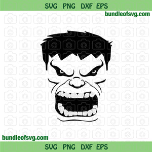Hulk Face Svg Angry Hulk Svg Silhouette The Incredible Hulk Svg Birthday svg png dxf eps cut files Cameo Cricut