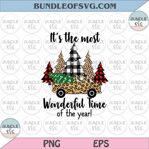 It's the most wonderful time of year Plaid Christmas Tree Leopard Christmas Truck Png eps files