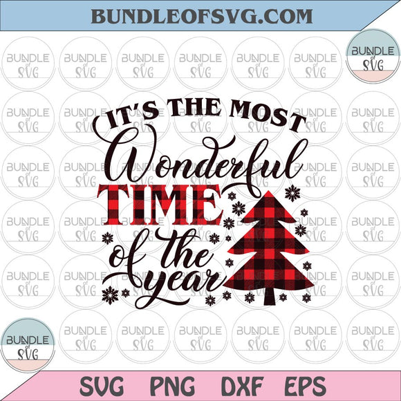 It's the most wonderful time of year svg Plaid Christmas Tree svg Buffalo Plaid Tree svg eps png dxf files