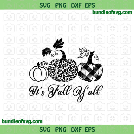It's Fall Y'all svg Leopard Pumpkins svg Silhouette Autumn svg Fall svg png dxf eps cut files Cameo Cricut - BundleofSVG