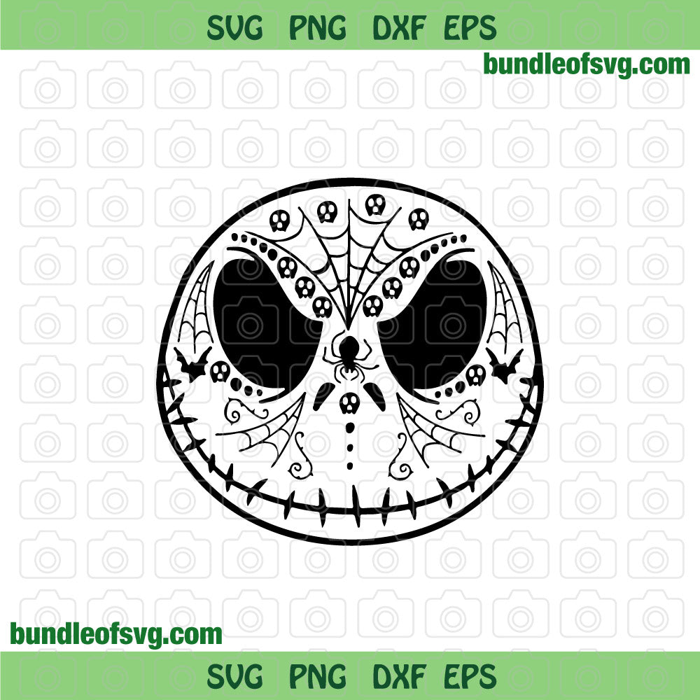 Jack Skellington Sugar Skull Svg Jack Skellington Face Svg Funny Halloween svg eps png dxf files for Cricut