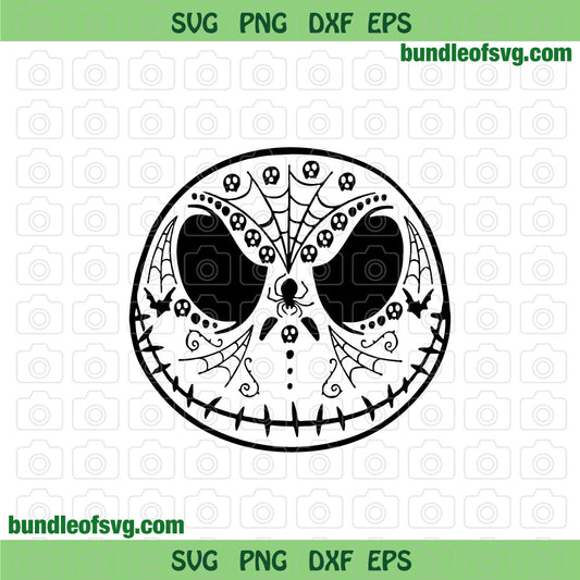 Jack Skellington Sugar Skull Svg Jack Skellington Face Svg Funny Halloween svg eps png dxf files for Cricut
